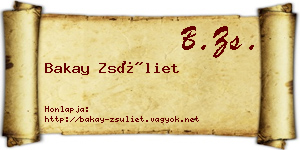 Bakay Zsüliet névjegykártya